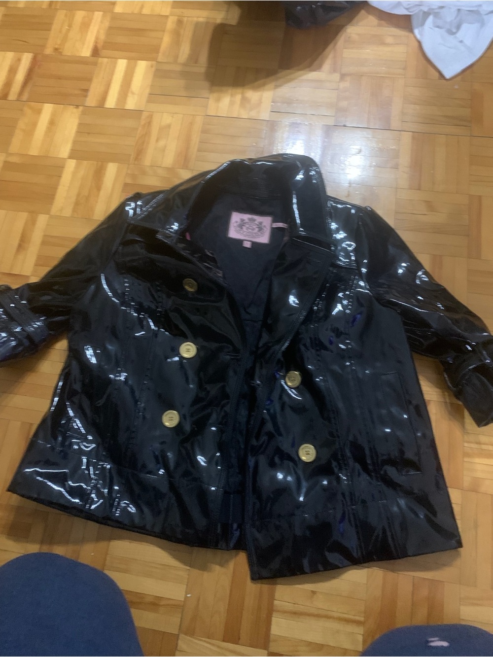 Juicy couture Shiny Black Double-Breasted Peacoat